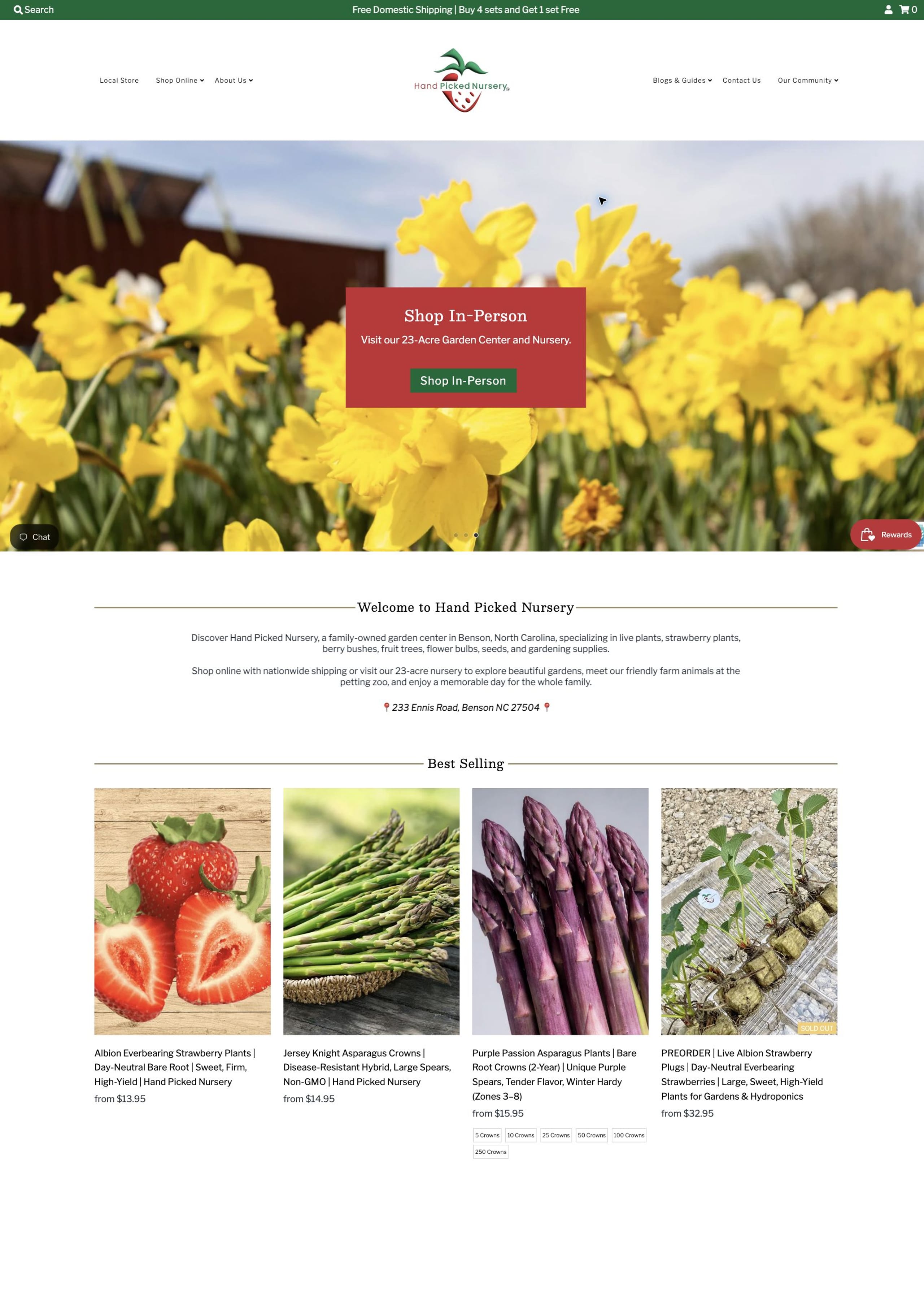 HandPickedNursery.com website screenshot