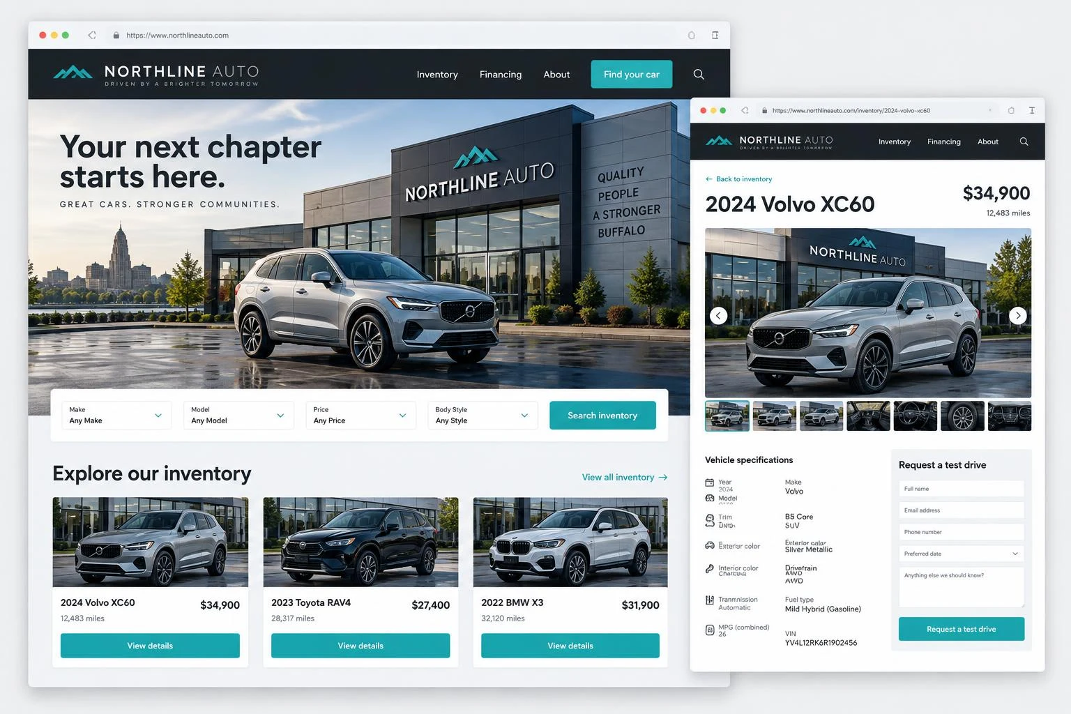 Illustrative auto dealers website design and enquiry flow