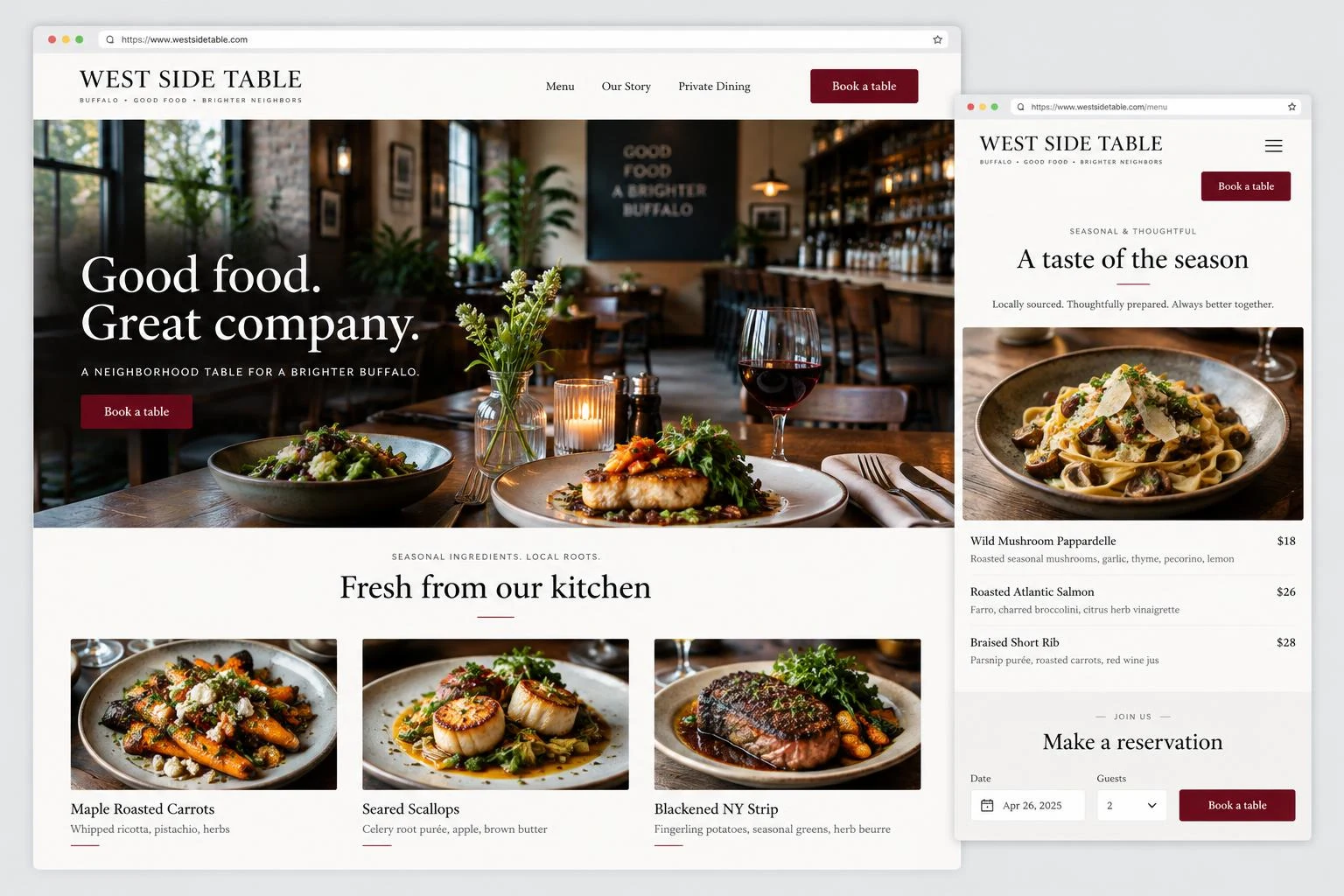 Illustrative food & drink website design and enquiry flow