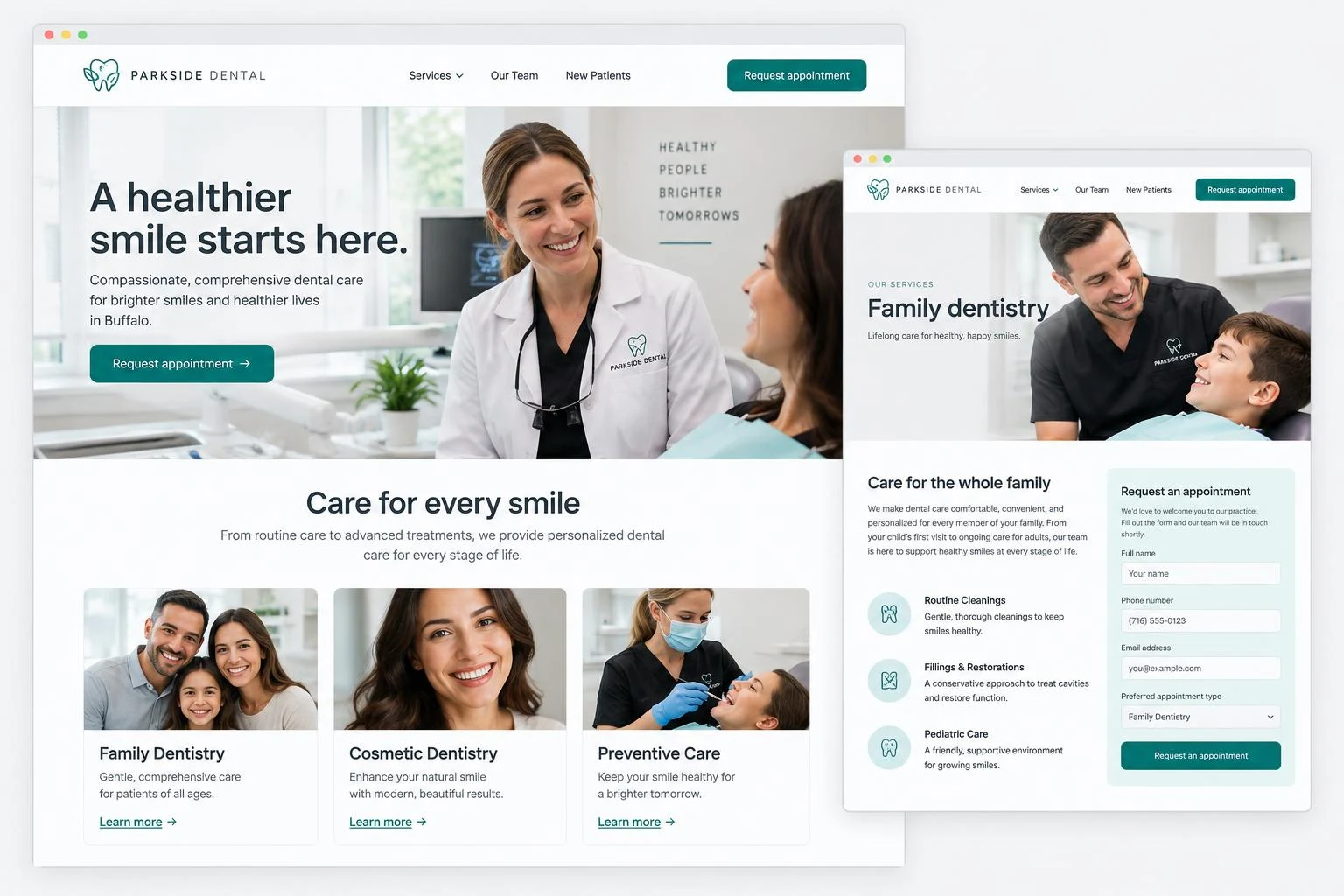Illustrative medical & dental website design and enquiry flow