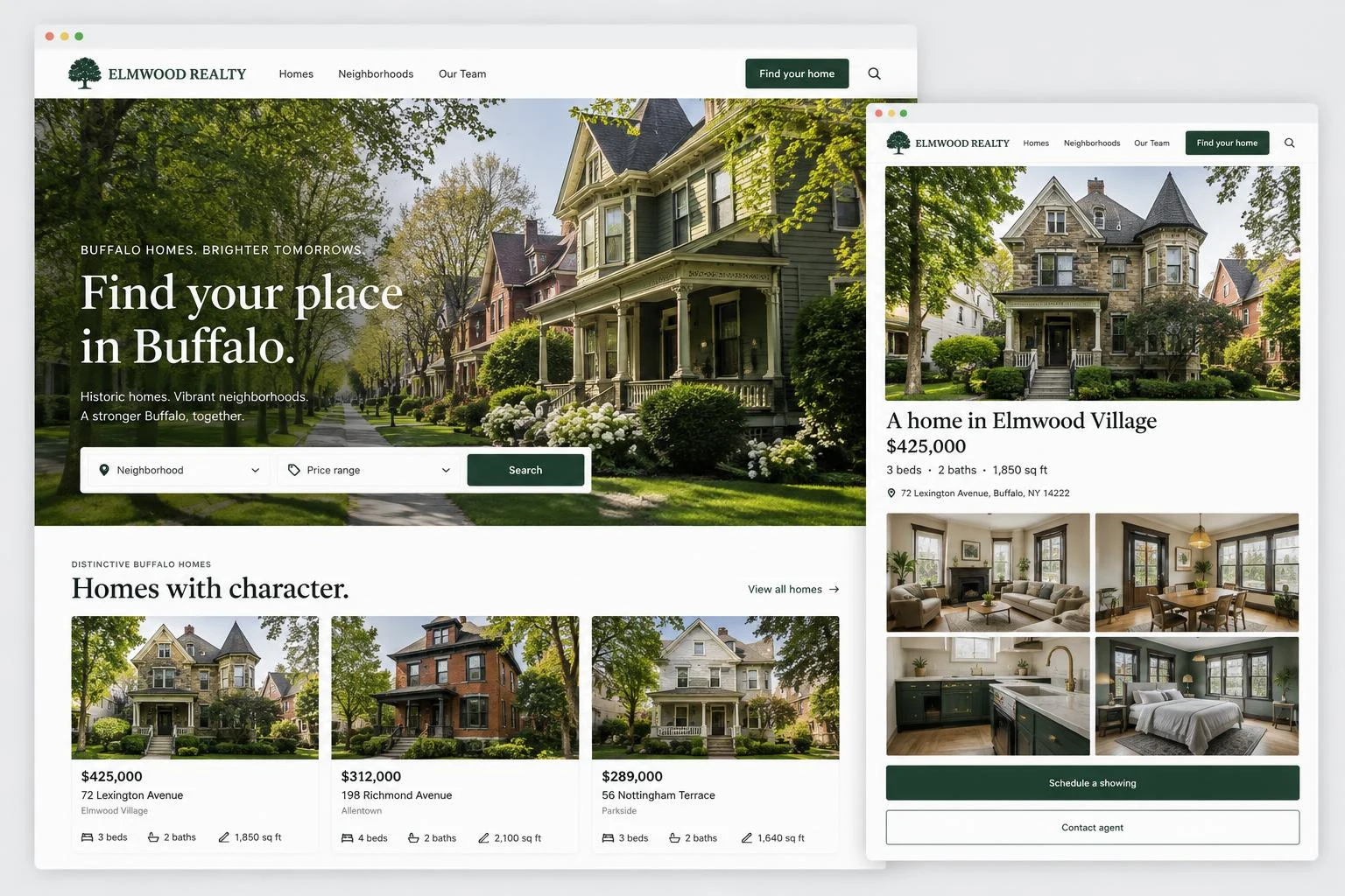 Illustrative real estate website design and enquiry flow