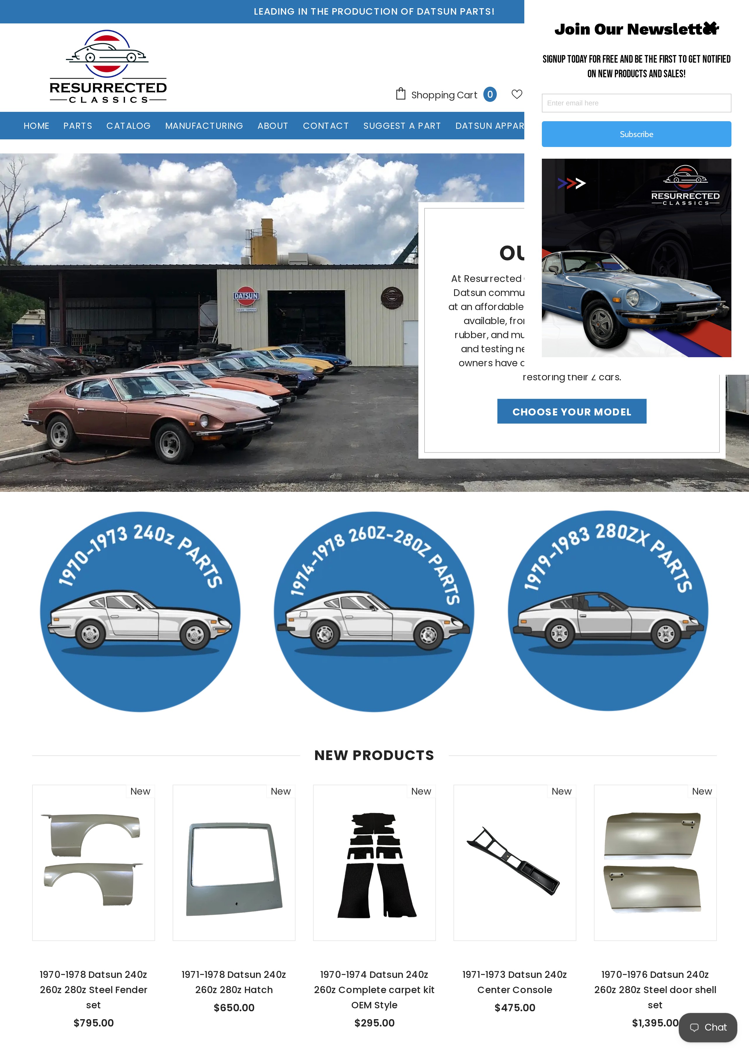 ResurrectedClassics.com website screenshot